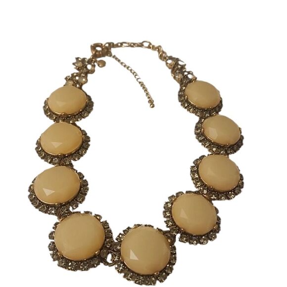 J.Crew Necklace Sparkle Rhinestones Heavy Gold Tone - Picture 1 of 12